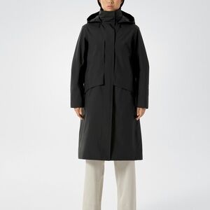 Arc'teryx Veilance Women's Black Hooded Trench Rain Coat